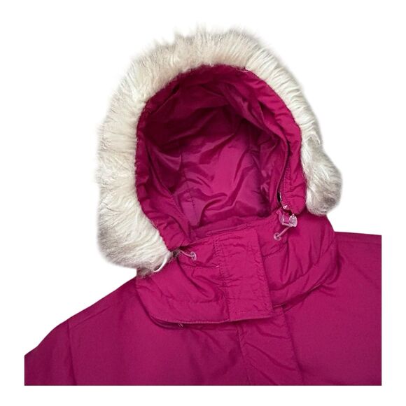 Vintage L.L. Bean Women’s Goose Down Quilted Parka Purple Faux Fur Hood Jacket L - Picture 3 of 7